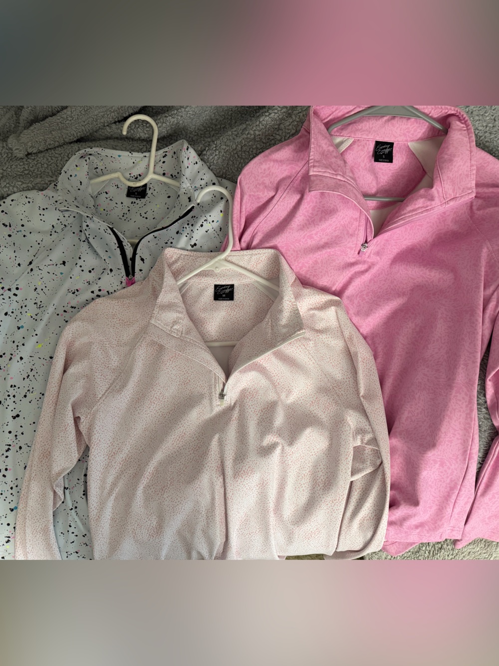 Sunday Swagger set of 3 Pink and Speckled Quarter-Zips